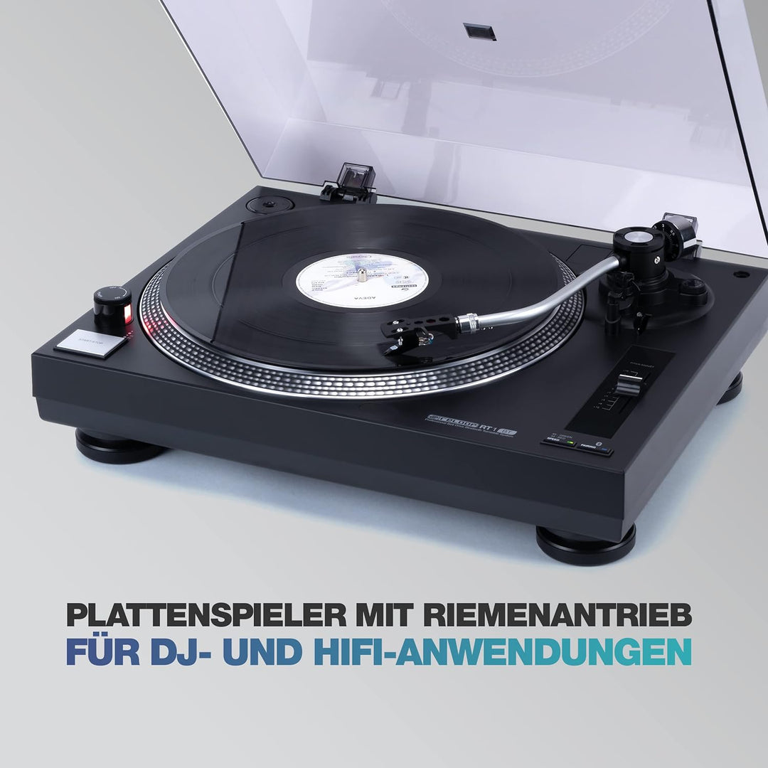 Reloop RT-1 BT Plattenspieler mit Riemenantrieb für DJ- und HiFi-Anwendungen, Bluetooth-Ausgang zur