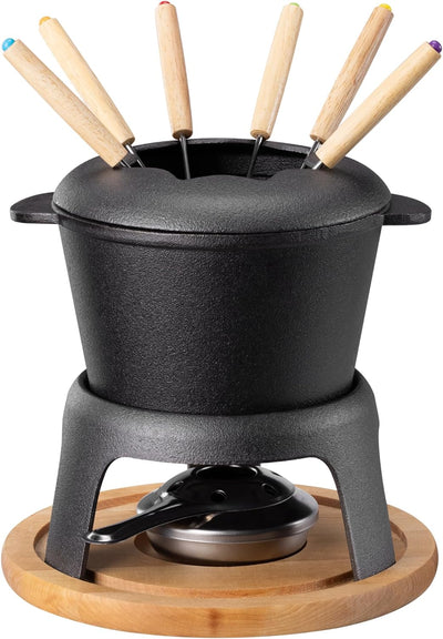 Navaris Gusseisernes Fondueset - Käsefondue Set für 6 Personen - Fondue Set für Käse Fleisch oder Sc