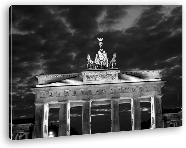 deyoli gigantisches Brandenburger Tor bei Nacht Effekt: Schwarz/Weiss im Format: 80x60 als Leinwandb