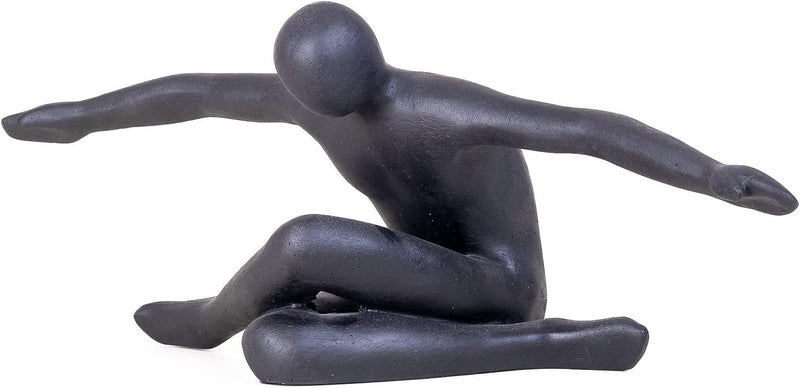 IDYL Moderne Skulptur Figur Sandsteinguss Flying Man | wetterfest | Farbe schwarz | Masse 53x19x20 c