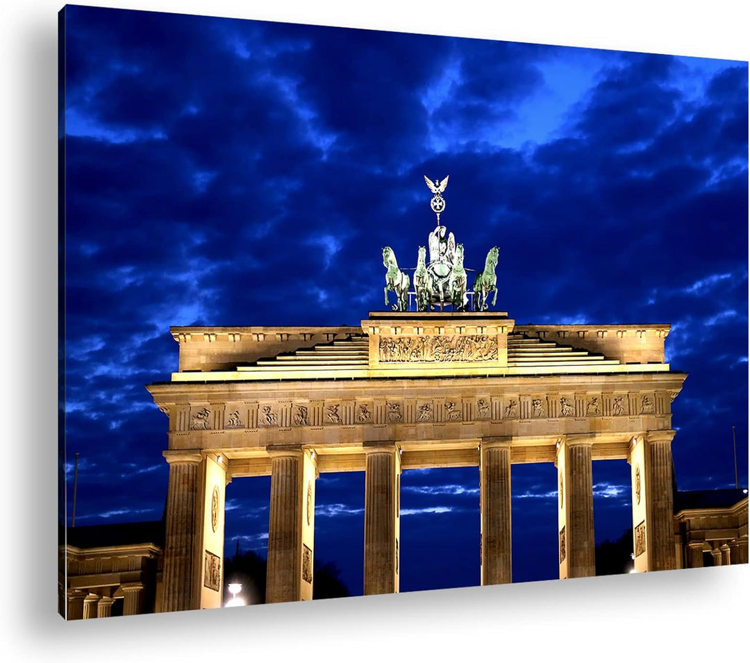 deyoli gigantisches Brandenburger Tor bei Nacht im Format: 80x60 als Leinwandbild, Motiv fertig gera