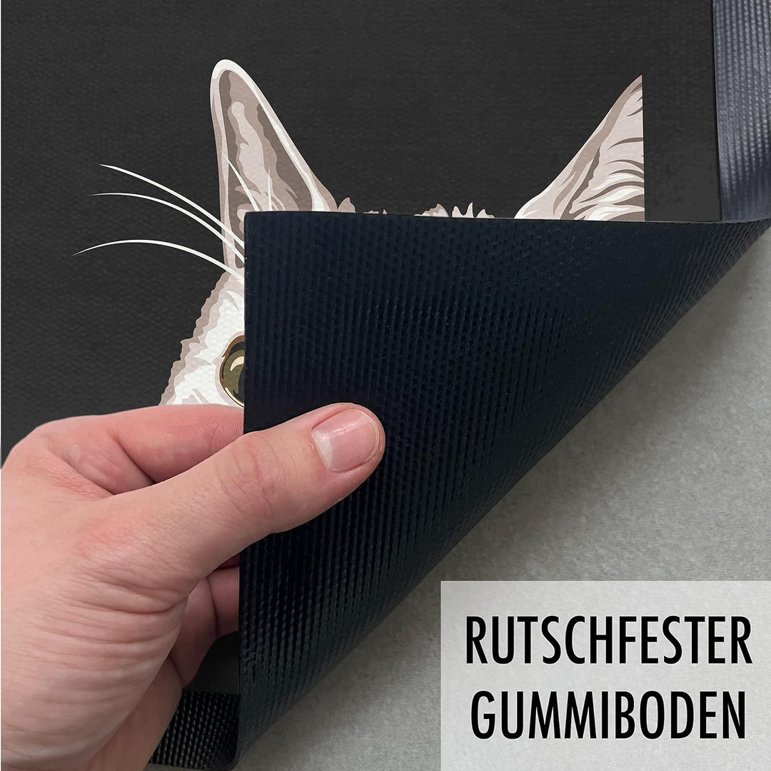 Trendation - Katzen Fussmatte Grafik Geschenk Katzenbesitzer Willkommen Aussen und Innenbereich 60x4
