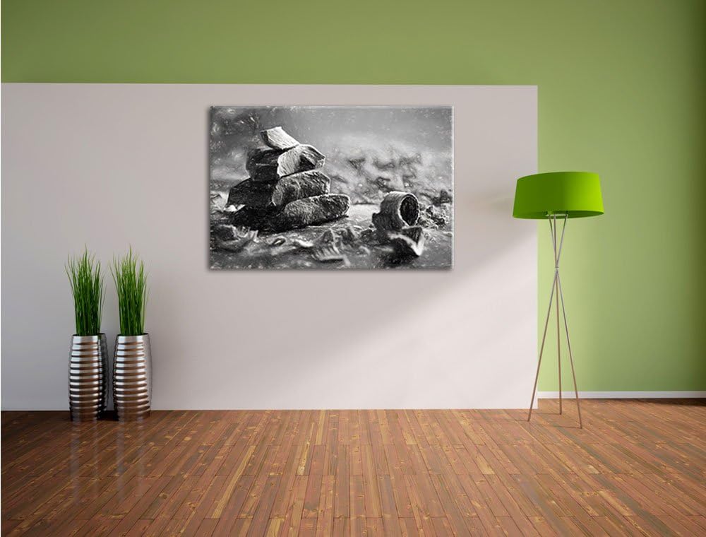 Pixxprint Dunkle Schokoladenraspeln Kohle Zeichnung Effekt, Format: 100x70 auf Leinwand, XXL riesige