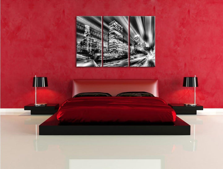 Pixxprint Los Angeles Matrix als Leinwandbild/Grösse: 3 Teilig (120x80 cm) cm/Wandbild/Kunstdruck/fe