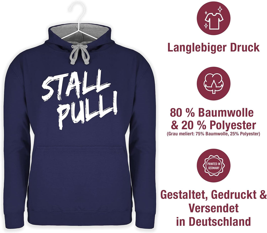 Pullover Herren Frauen Hoodie Kontrast zweifarbig - Pferde - Damen - Stallpulli Distressed Reiten -