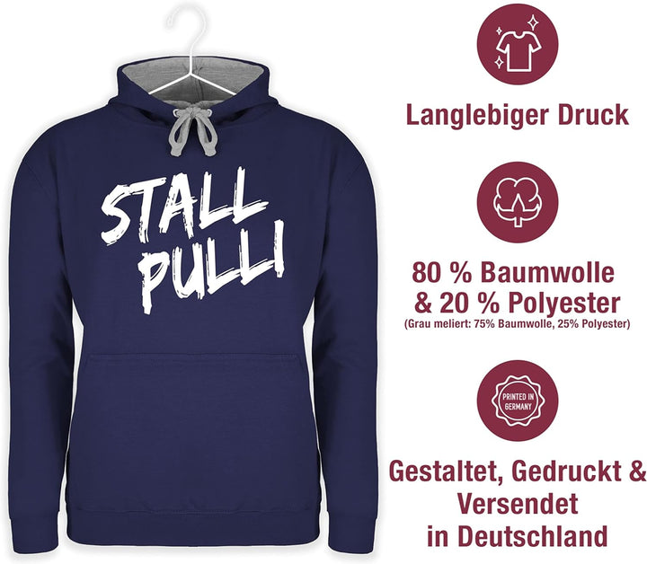 Pullover Herren Frauen Hoodie Kontrast zweifarbig - Pferde - Damen - Stallpulli Distressed Reiten -