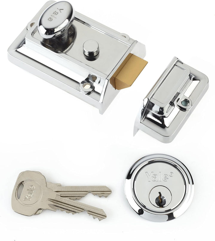 Yale Locks 77 Nachtriegelschloss Chromfinish 60 mm Dornmass Chrome Finish 60mm Backset Box, Chrome F