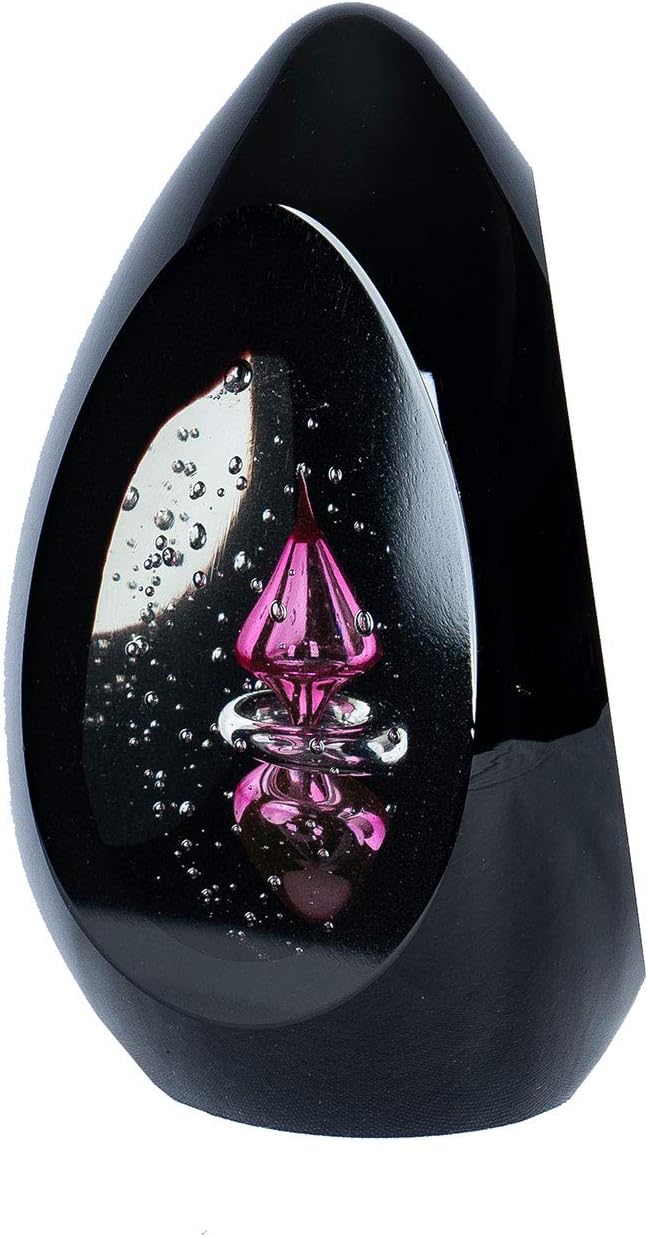 levandeo Design Glas Skulptur H15cm Schwarz Rosa Kunst Unikat Briefbeschwerer Deko Figur Glasdeko, R