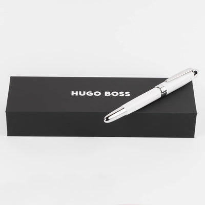 Hugo Boss Tintenroller Icon White aus Messing hergestellt, Farbe: Weiss, Abmessungen: 12 x 138mm, HS