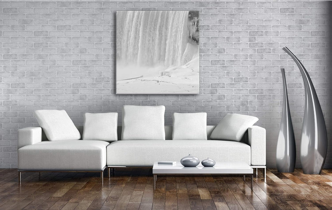 deyoli Niagarafälle im Winter Format: 60x60 Effekt: Schwarz&Weiss als Leinwandbild, Motiv auf Echtho