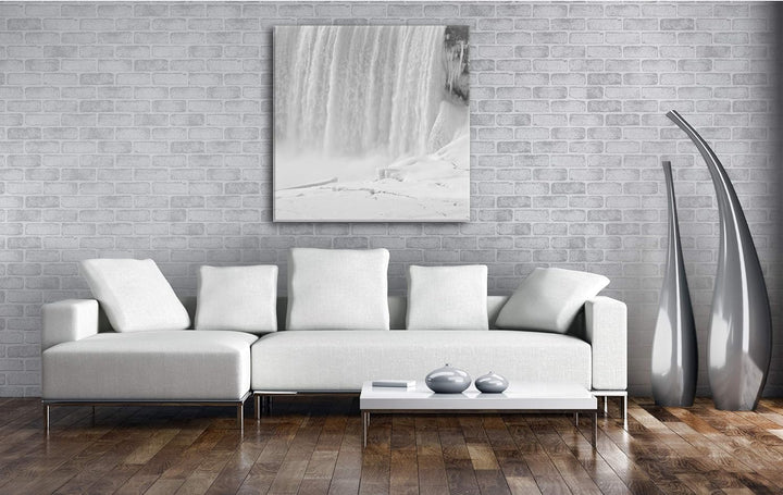 deyoli Niagarafälle im Winter Format: 60x60 Effekt: Schwarz&Weiss als Leinwandbild, Motiv auf Echtho