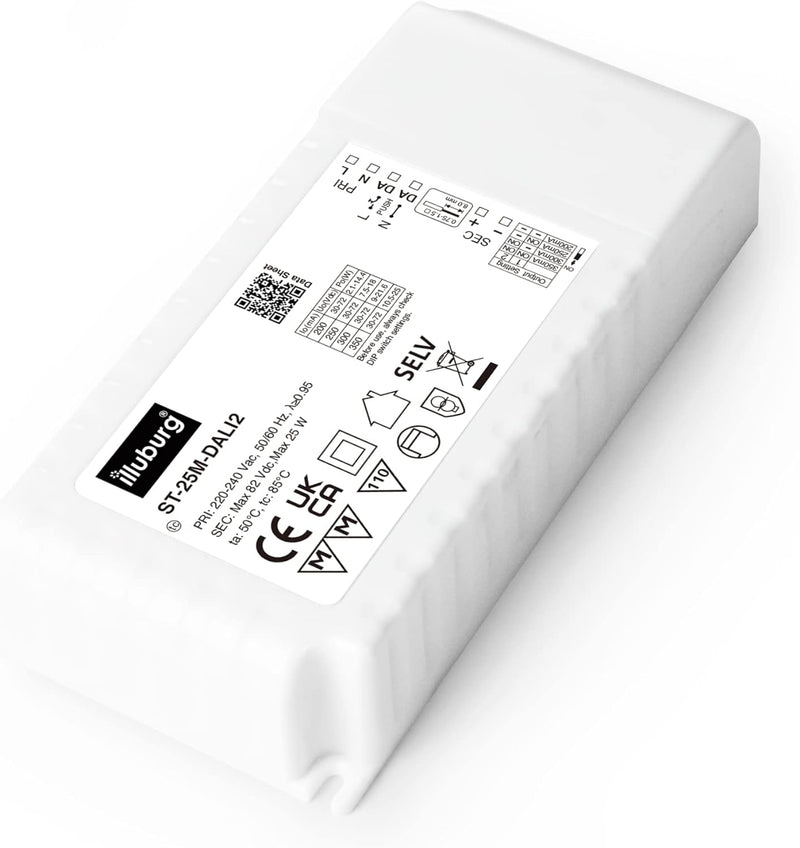 illuburg LED Trafo Dimmbar Dali Push 200mA - 350mA Konstantstrom 25W Flickerfree LED Netzteil Treibe