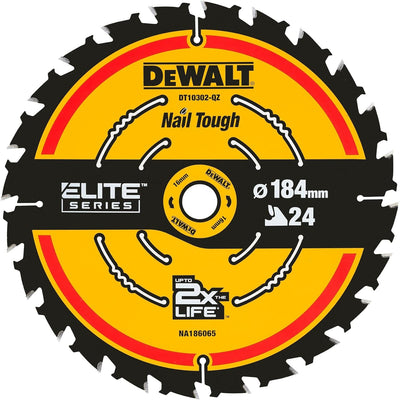 Dewalt Elite Kreissägeblatt DT10302 (Sägeblatt-ø 184/16 mm, Schnittbreite: 1,65 mm, 24 Zähne) & Elit