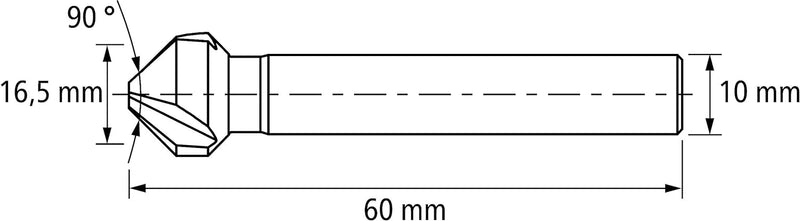 PFERD HSS Kegel-/Entgratsenker | 90°, Ø 16,50 mm, Schaft-ø 10 mm, DIN 335 C | 25202146 - HICOAT besc