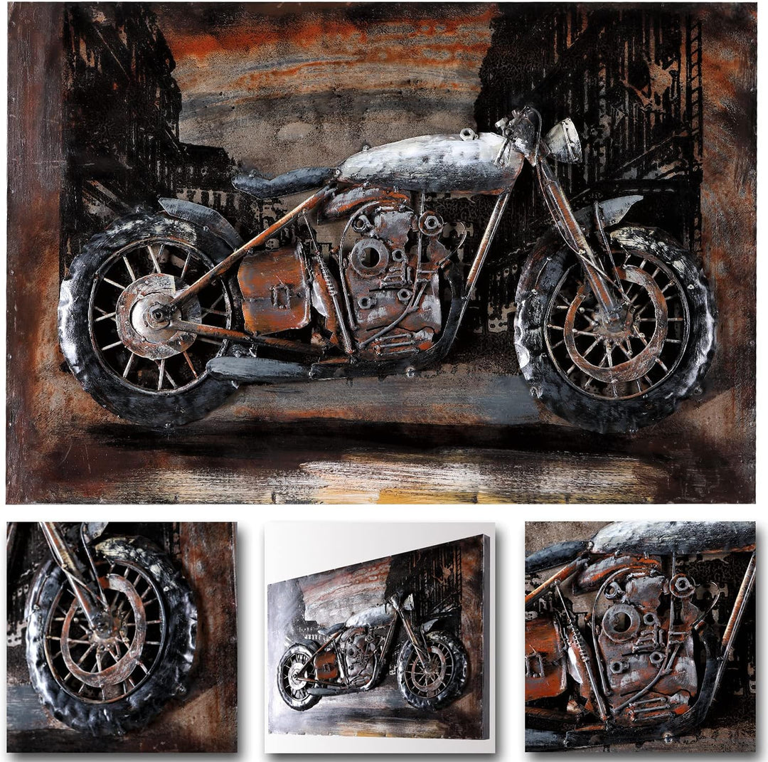 Wandbild Motorcycle 60 x 40 cm Metallbild 3D-Bild Relief Unikat Handmade Motorrad Motiv