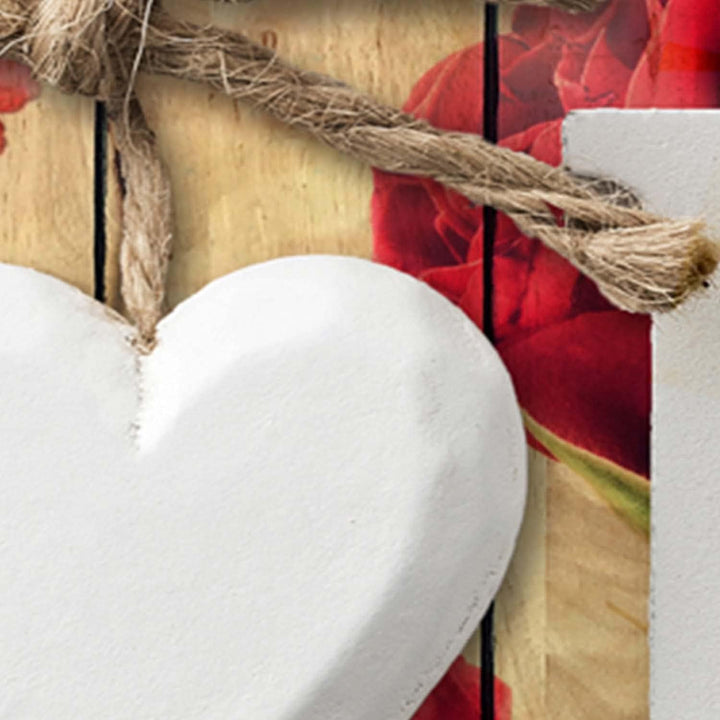 Feeby Wandbild Home 120x40 cm Druckbild Leinwandbild Wanddekoration Herz Schmetterlinge Blumen Rot L