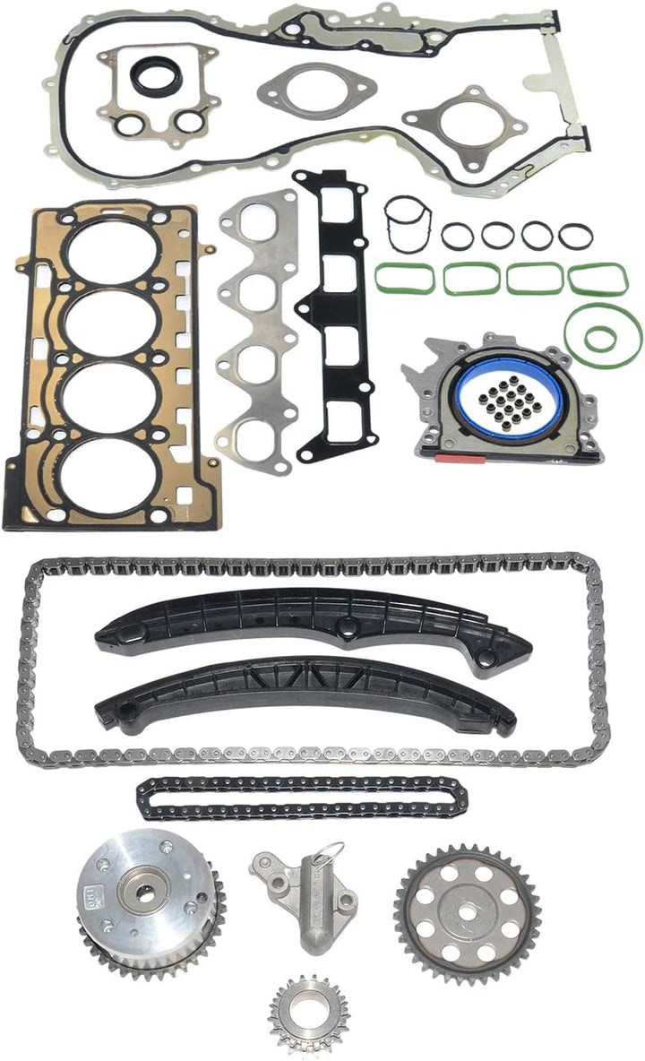 Bisenya Steuerkettensatz VVT & Kopfdeckeldichtungen Kompatibel mit 1.4 TSI CAX CAV CTH BKG AXU 1.6 F