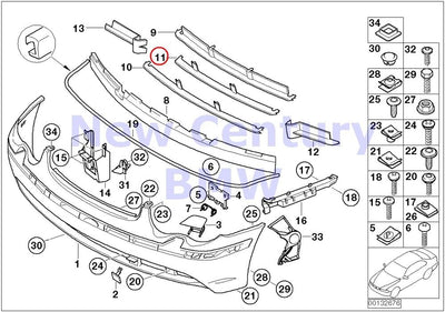 BMW Original 7-Serie E65 E66 E67 Front Bumper Center Grill Acc OEM 51117015025