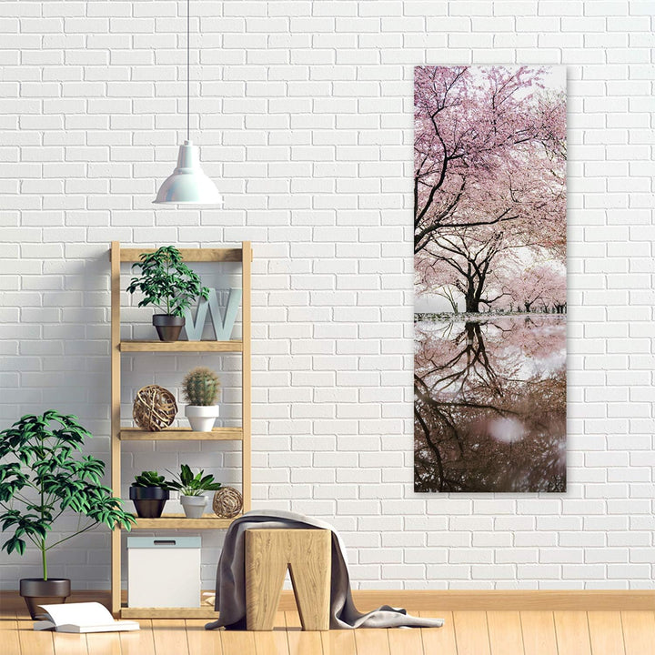 Febby Vlies Leinwandbild XXL Blühende Bäume 50x150 cm Wandbild Kunst Bilder Schlafzimmer Deko Wohnzi