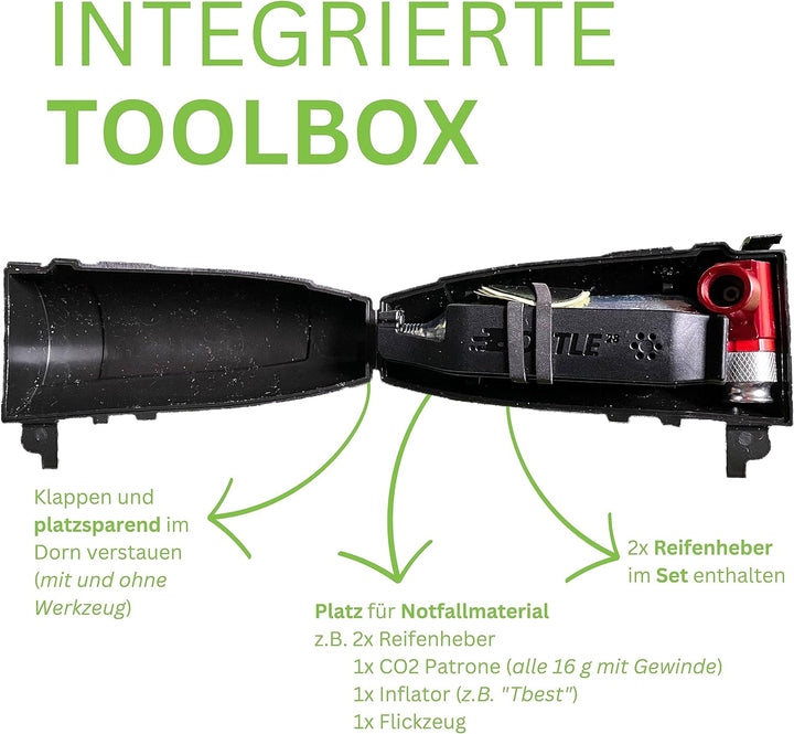 Bottle28 | 500 ml Fahrrad-Trinkflasche mit magnetischem Flaschenhalter & integrierter Werkzeugaufbew