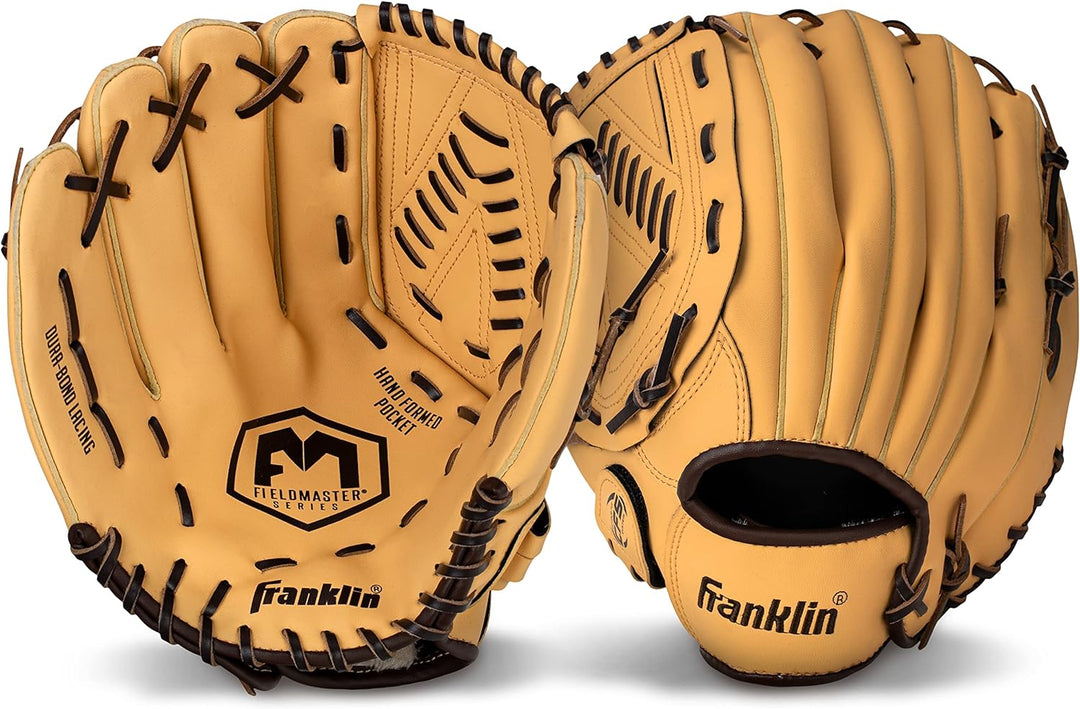 Franklin Sports Baseball + Softball Glove - Field Master Baseball + Softball Mitt - Adult + Youth Gl