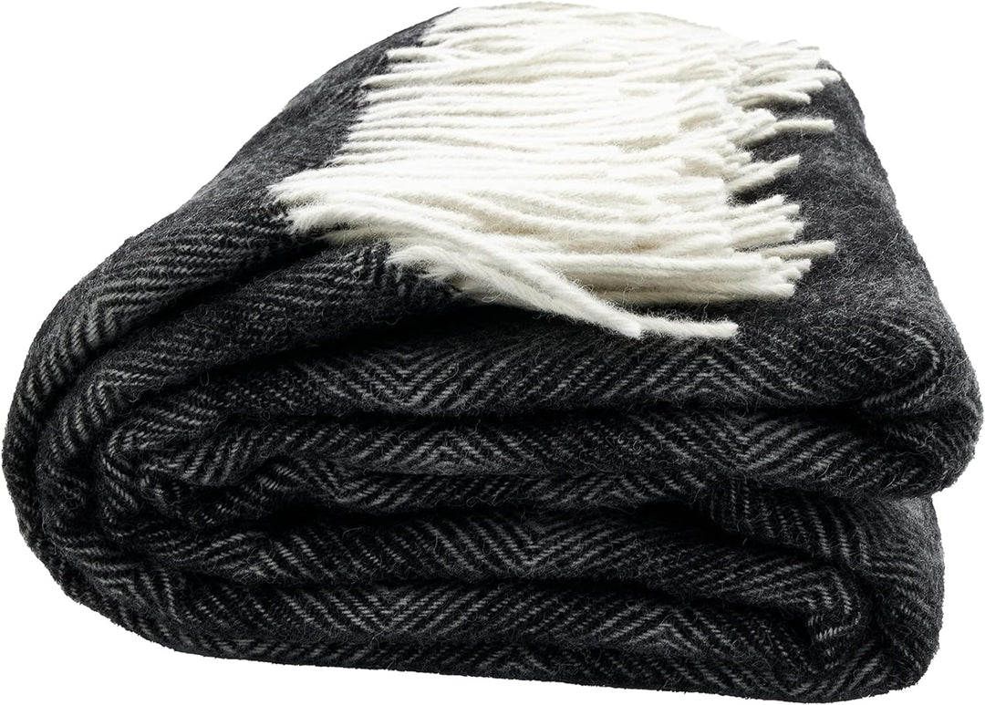 GLAESER Wohndecke - fair de Luxe Wolle pur | Wolldecke aus 100% Wolle | Couchdecke/Sofadecke | Wohlf