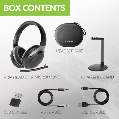 Avantree Aria 8090T Bluetooth 5.0 aptX HD Active Noise Cancelling Kopfhörer mit Mikrofon, USB-Adapte