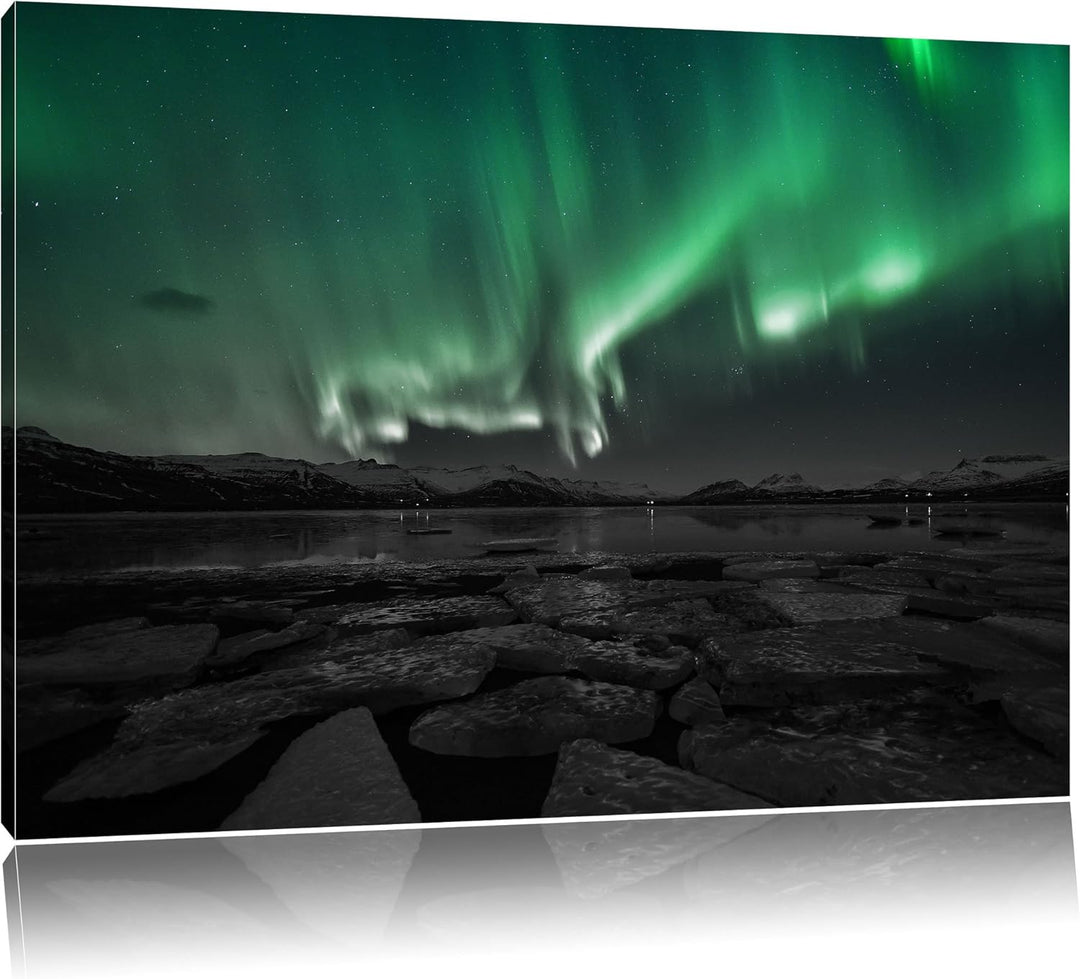 Pixxprint Polarlicht am Himmel als Leinwandbild/Grösse: 100x70 / Wandbild/Kunstdruck/fertig bespannt