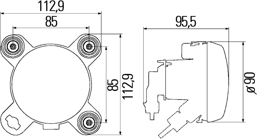 HELLA - FF/DE/Halogen-Hauptscheinwerfer - 90mm Performance - 12V - rund - Referenzzahl: 12.5 - Einba