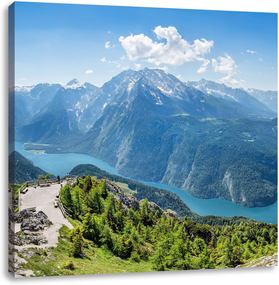 Pixxprint Königssee in Bayern als Leinwandbild Quadratisch/Grösse: 70x70 / Wandbild/Kunstdruck/ferti
