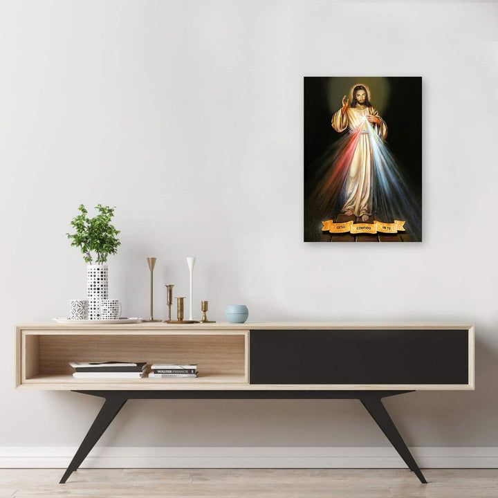 Feeby Deco Panel Jesus Bild Kunstdruck modern Barmherzigkeit mehrfarbig 60x90 cm