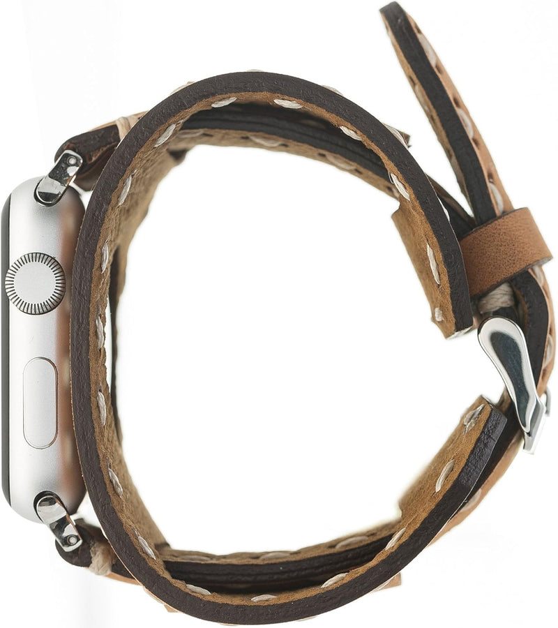 Burkley - Echtes Leder Ersatzarmband für Apple Watch in 42mm 44mm 45mm - Kompatibel mit Allen Serien