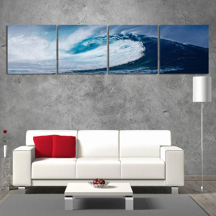 Feeby. Leinwandbild, Bilder, Wand Bild - 4 Teile - Panoramabild, Wandbilder, Kunstdruck 80x20 cm, WE