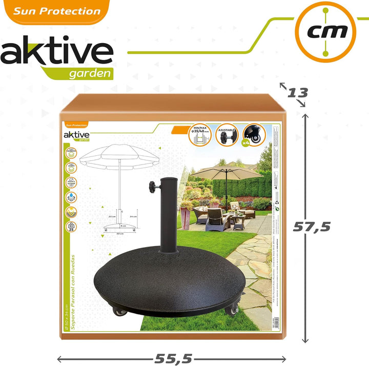 AKTIVE Halterung für Sonnenblende mit Rollen, Zement, Rohr mit Durchmesser 48 cm, 50 x 50 x 8 cm, 25