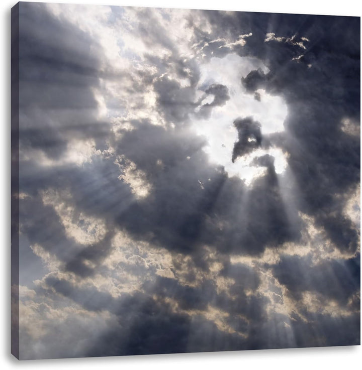 Das Jesusgesicht am Himmel, Format: 70x70 auf Leinwand, XXL riesige Bilder fertig gerahmt mit Keilra