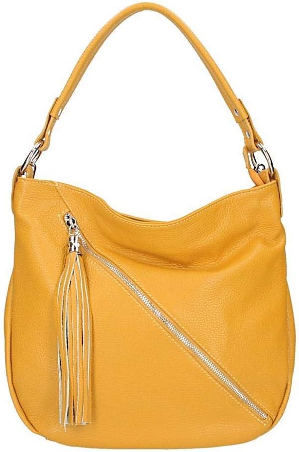 Made in Italy Damen Leder Tasche Shopper Schultertasche City Bag Crossover Umhängetasche Henkeltasch