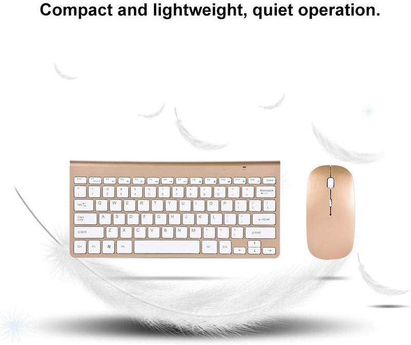 Cuifati Schlankes wasserdichtes 2,4-GHz-Kit für kabellose Tastaturen und Mäuse, wiederaufladbare Tas