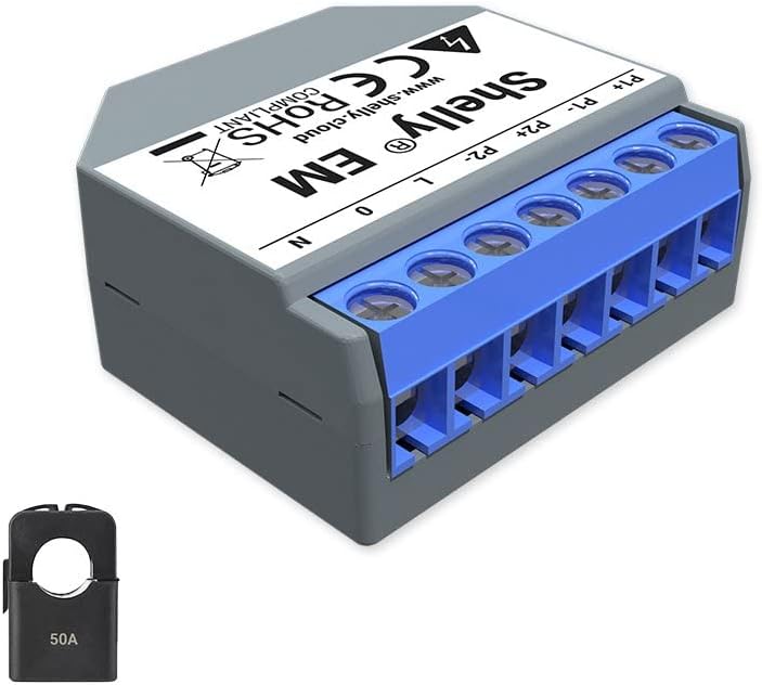Shelly EM + 1 Amperemeterzange bis 50A zur Messung des Stromverbrauchs zu Hause Shelly EM + 1 Zange