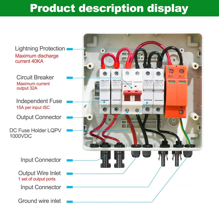 Jadeshay DC Trennschalter, Überspannungsschutz Solar PV DC Trennschalter Wasserdichter Solar Combine