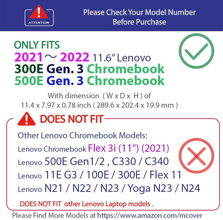 mCover Hardshell Case Nur kompatibel mit 2021 11,6" Lenovo 500E Chromebook Gen 3 2-in-1-Laptop (Nich