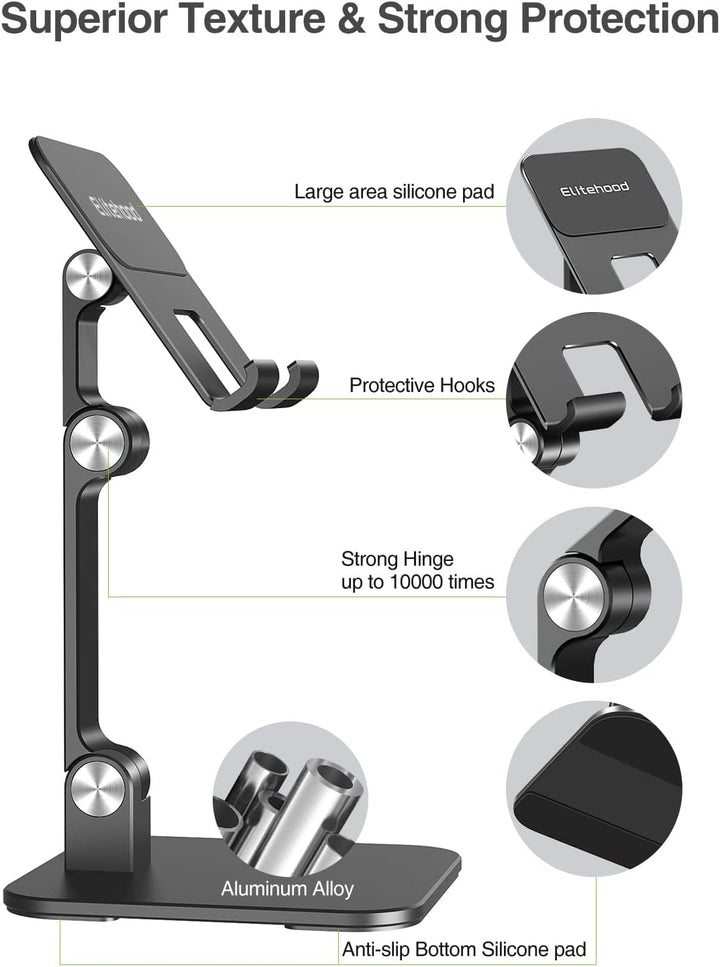 elitehood Aluminum iPad Ständer Höhenverstellbar, Verstellbar Höhe iPad Halterung Tisch, Klappbar Ta