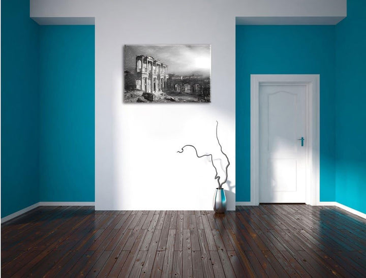 Pixxprint alte Tempelruine Kunst als Leinwandbild/Grösse: 100x70 cm/Wandbild/Kunstdruck/fertig bespa