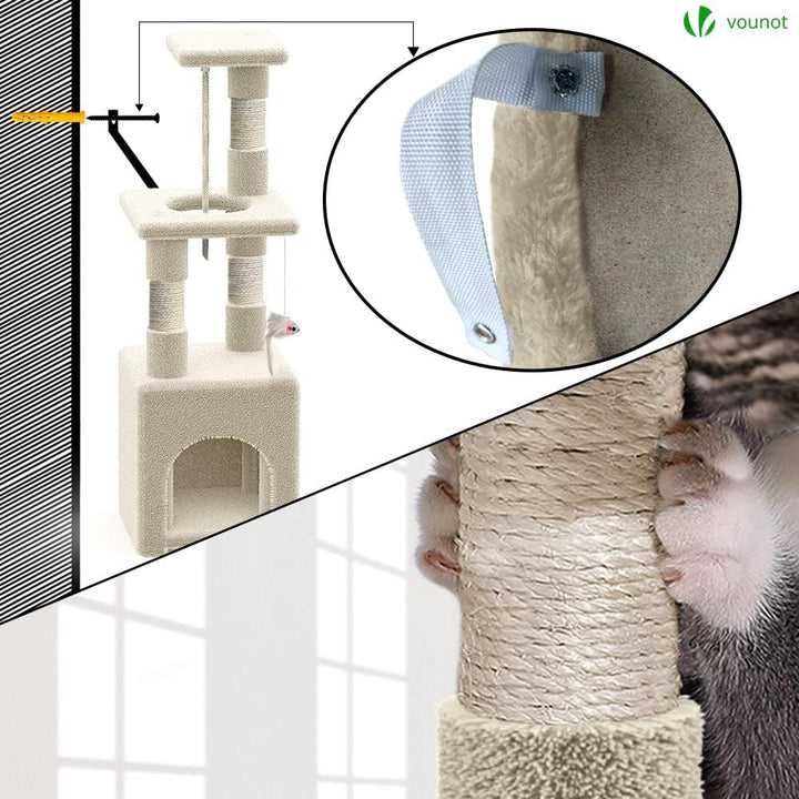 VOUNOT Kratzbaum Klein, Katzenbaum für Katzen, Stabil Katzenkratzbaum mit Plattform, Höhle, Sisal-St