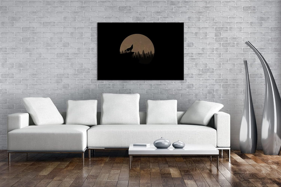 deyoli düsterer einsamer Wolf Format: 80x60 Effekt: Sepia als Leinwandbild, Motiv fertig gerahmt auf
