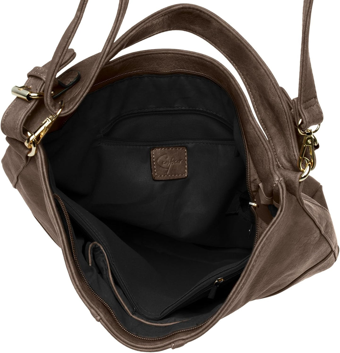 Caspar TS940 Damen Schultertasche Taupe, Taupe