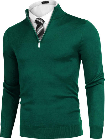 COOFANDY Männer Langarmshirt Knit Unterhemd 1/4 Zipper Sweatshirt Langarm Regular Fit Pullover Dunke