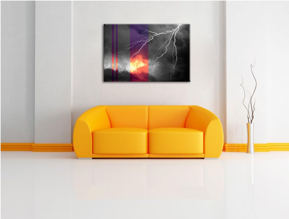 riesiger Blitz am Gewitterhimmel schwarz/weiss Format: 100x70 auf Leinwand, XXL riesige Bilder ferti