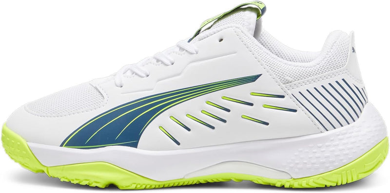 PUMA Unisex Kinder Accelerate Jr Handballschuh 37.5 EU White Ocean Tropic Lime Squeeze Blue Yellow,