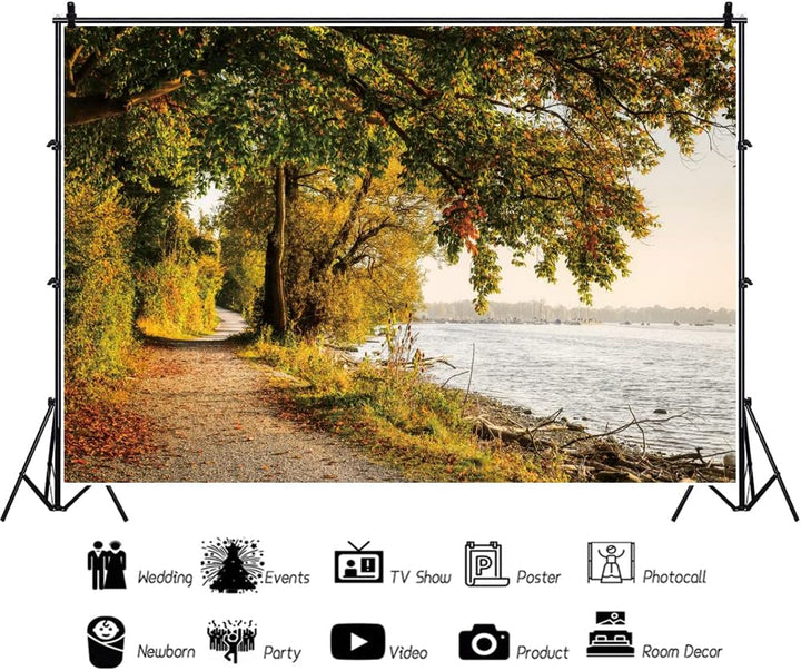 Renaiss 4.5x3m Grüner Baum Fluss Landschaft Hintergrund Ländlichen Frühling Herbst Landschaft Outdoo