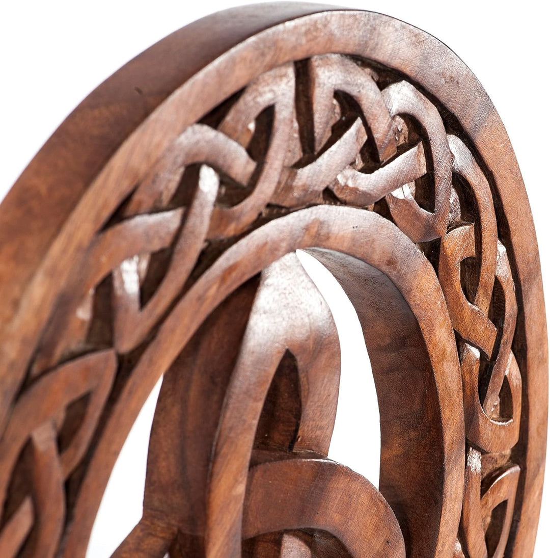 Windalf Celtic Holzbild RIGANI Ø 30 cm Triade Keltsche Hochzeit Wandkunst Handarbeit aus Holz